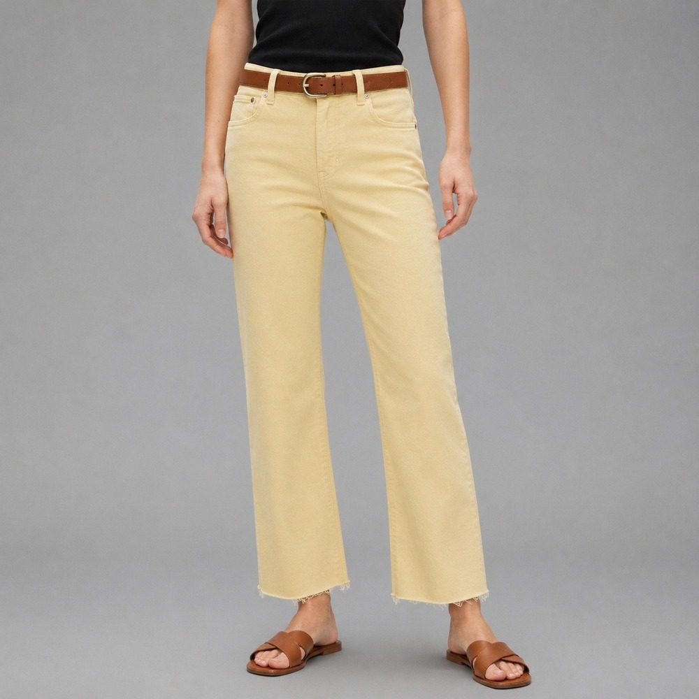 J.Crew Jeans Womens Size 34 Cropped Kickout Charley Organic Cotton Yellow NWT